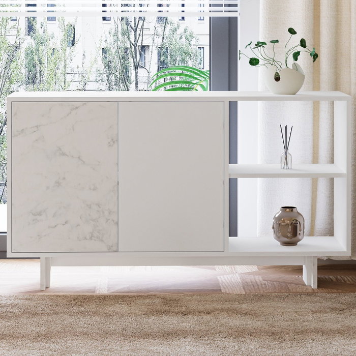 Hanah Home Ravello Consola Blanco y Mármol